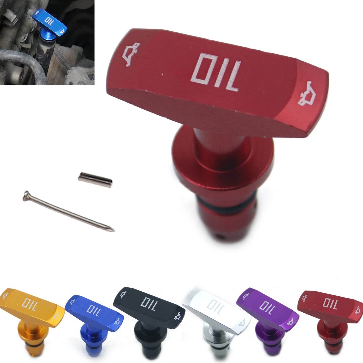 1PC Universal Car Oil Dipstick Pull Handle Engine Oil Pullhandle Aluminum Alloy Auto Replacement Modification Decoration