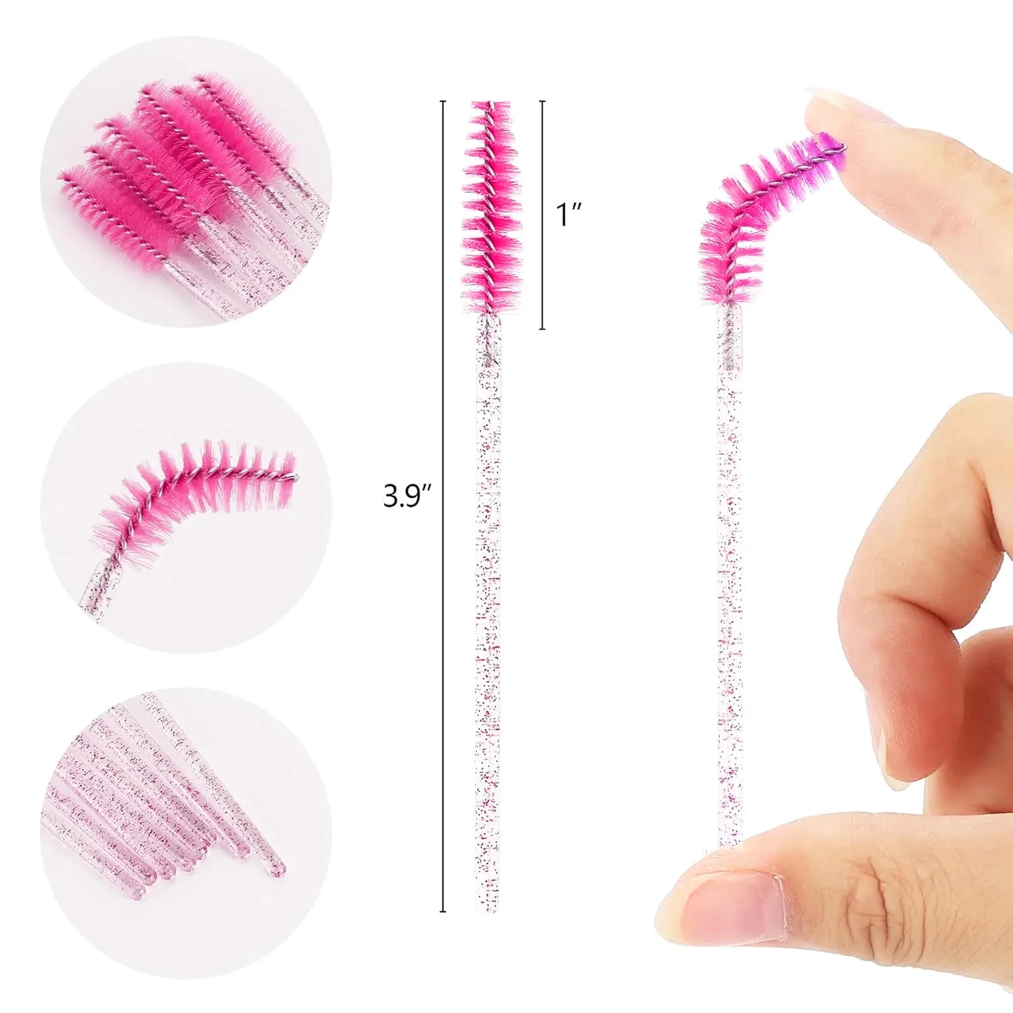 500 Pcs Disposable Crystal Eyelash Makeup Brush Diamond Handle Mascara Wands Eyelash Extension Tool