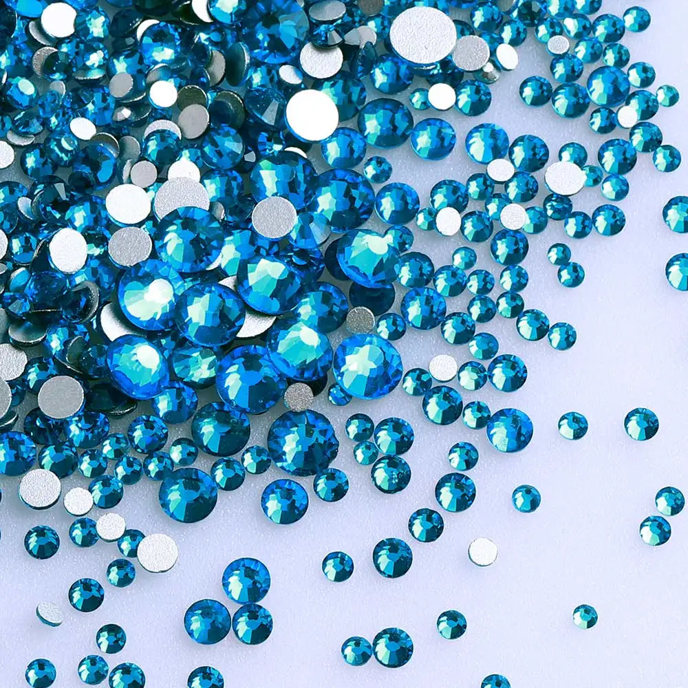 QIIY 1440Pcs Mix Size SS3-SS20 Clear Crystal FlatBack Rhinestones Non-Hotfix Glass Decorations DIY Glitter Stones 3D Nail Art