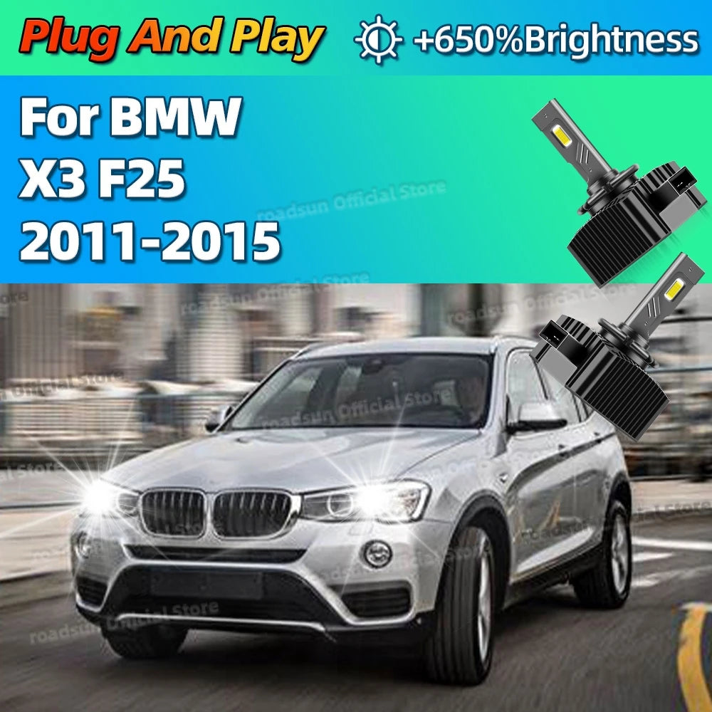 2Pcs 6000K LED Headlight HID D1S Replacement Canbus Upgrade Car Light For BMW X3 F25 2011 2012 2013 2014 2015 Plug and Play
