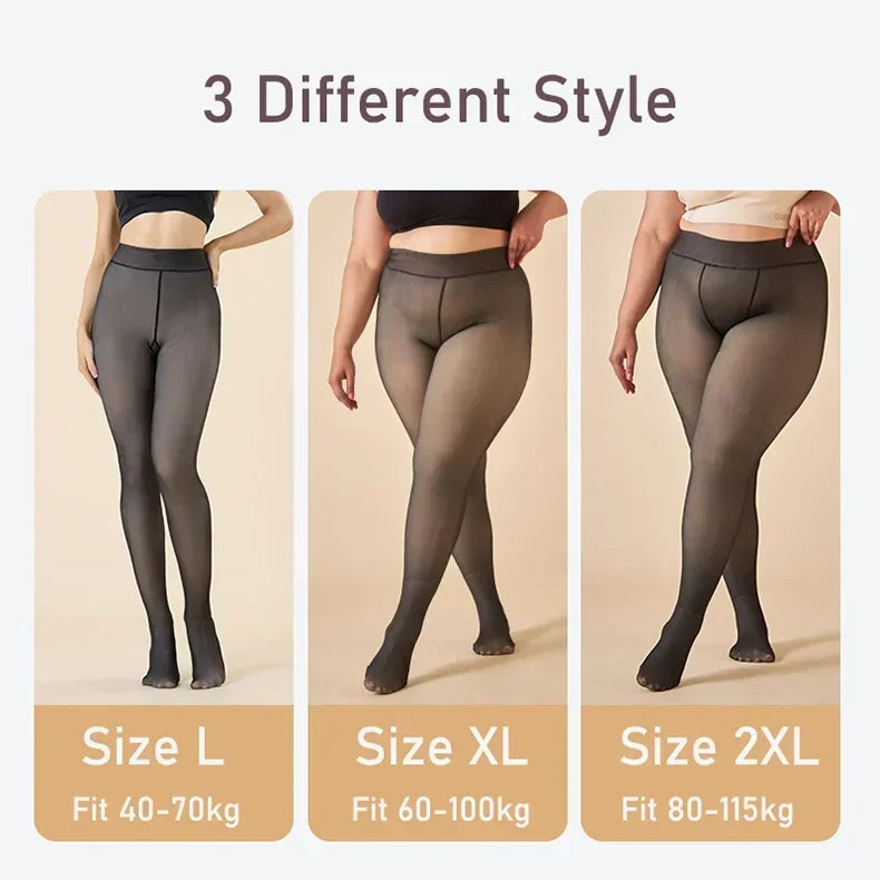 Thicken Warm Tights For Women Winter Thermal Stockings Leggings Sexy Translucent Fleece Velvet Tights Pantyhose Female Pants