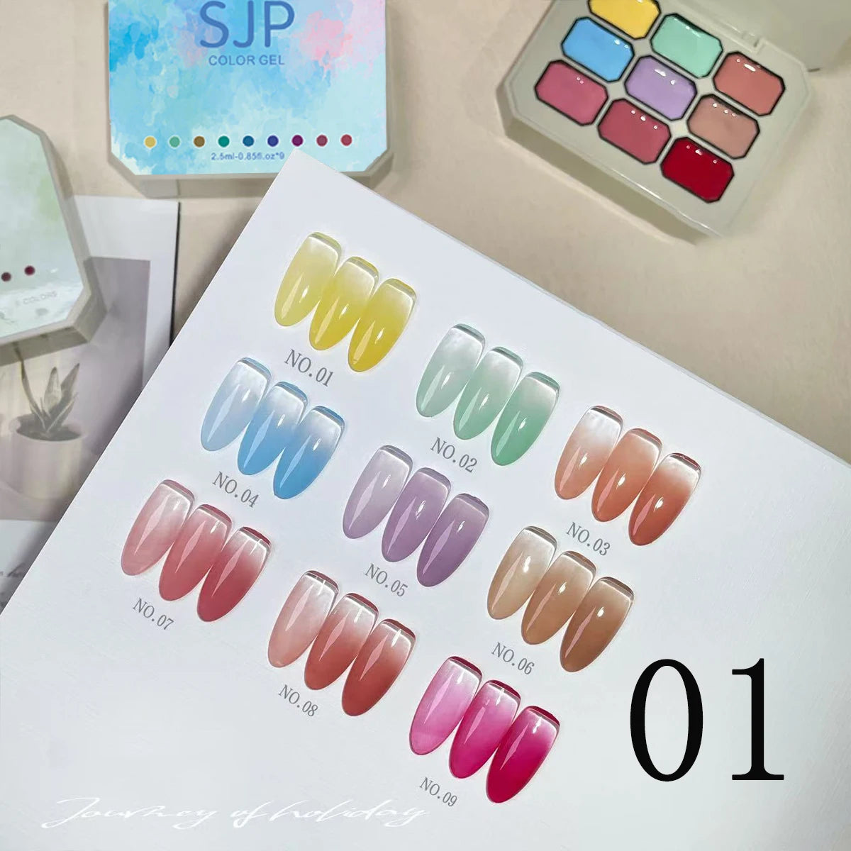 1pc solid color nail polish glue 9-grid color painting glue high saturation thick gradient patting glue nail art creation