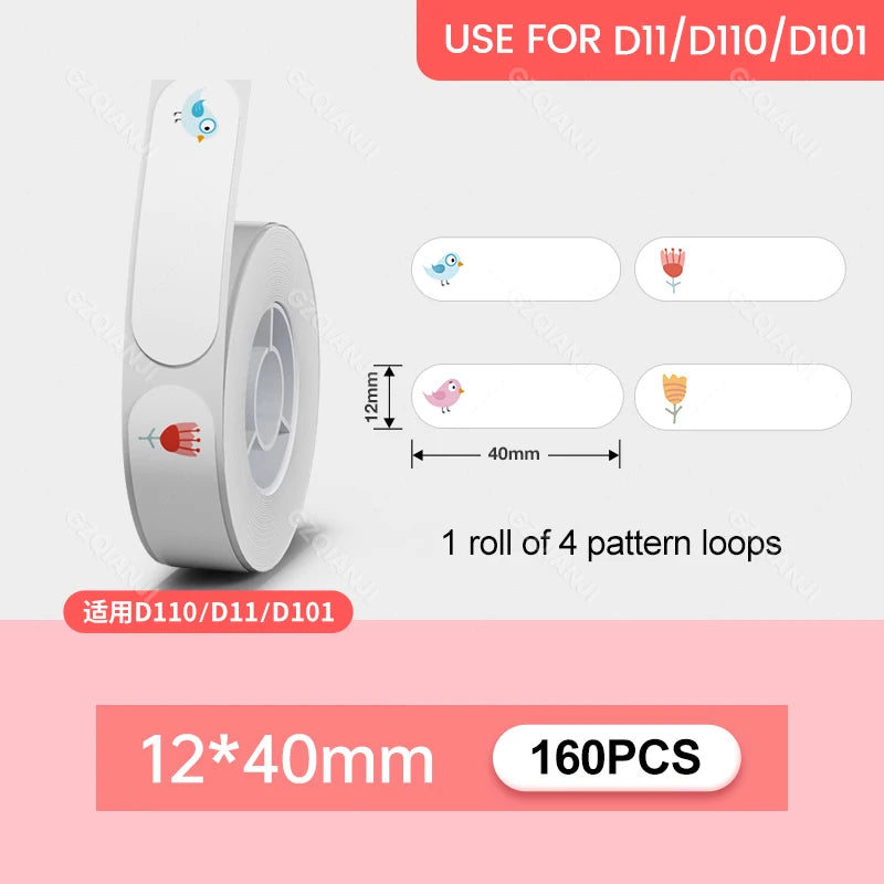 Niimbot D110 D11 Label printer paper Waterproof Anti-Oil Price Label Sticker Transparent Pure Color Label thermal Sticker Paper