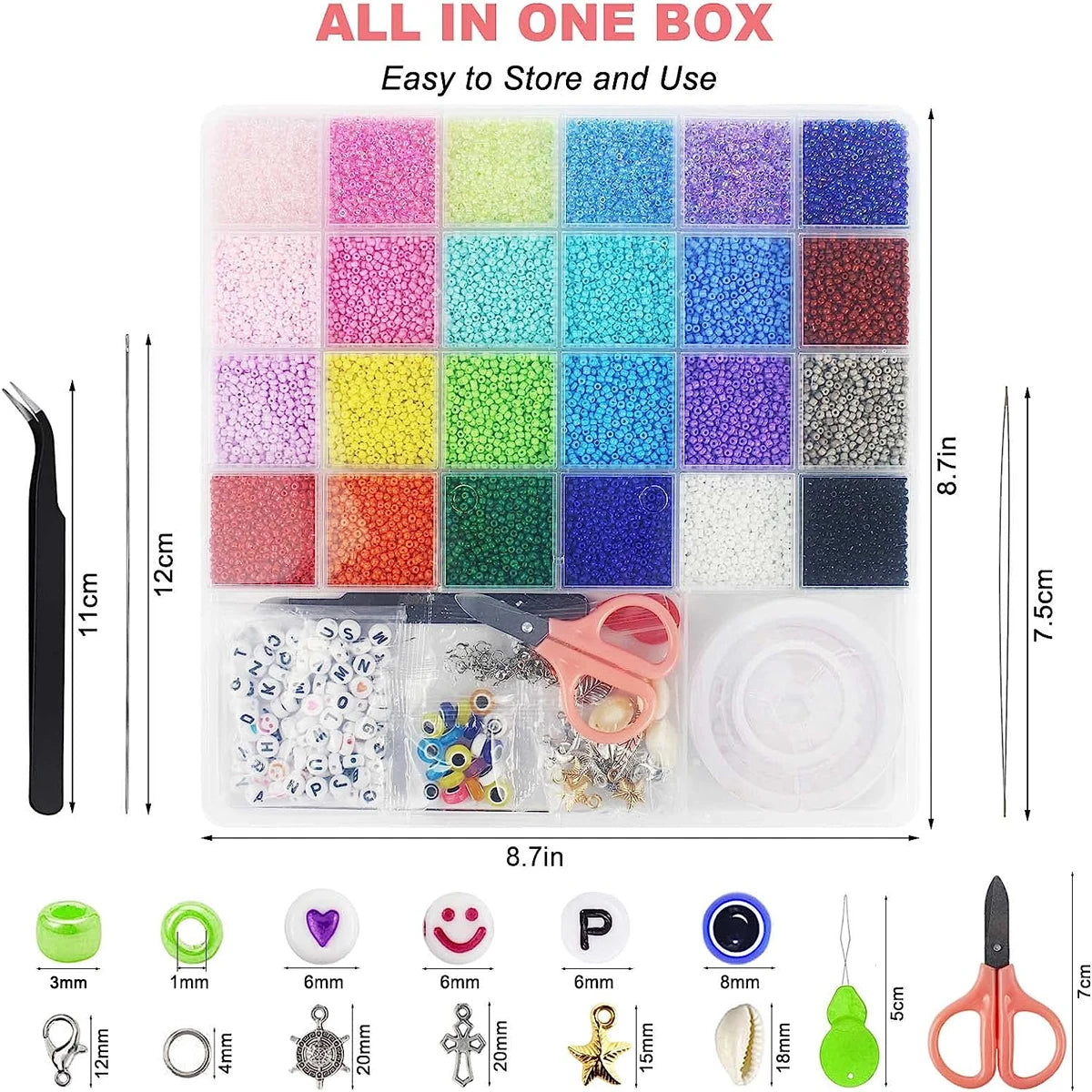 17000pcs 3mm Glass Seed Bead Manufacturing Kit, Small Bead Friendly Bracelet Making Kit, Small Waist Bead Set And Elastic String