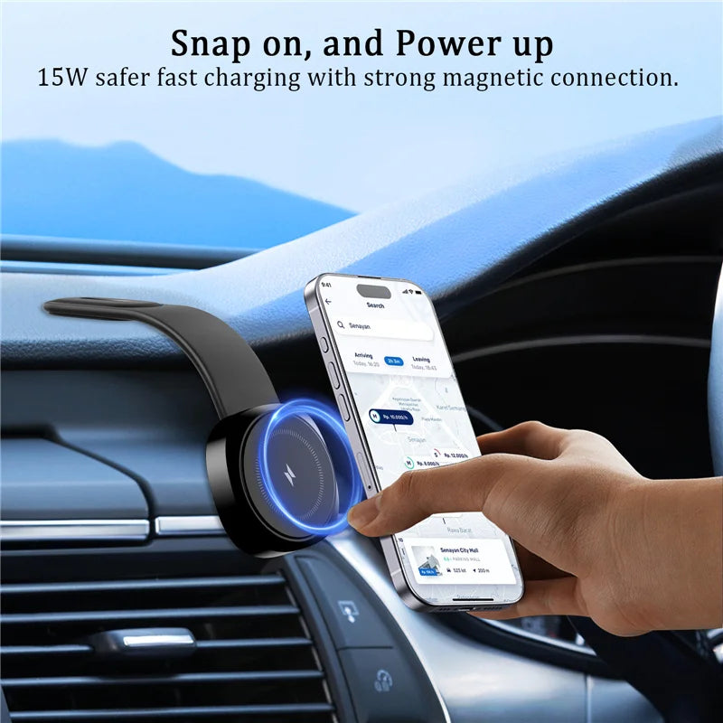 Magnetic Car Wireless Charger Fast Charging Car Phone Holder Center Control Screen Dashboard for iPhone 15 14 13 12 Pro Max Mini