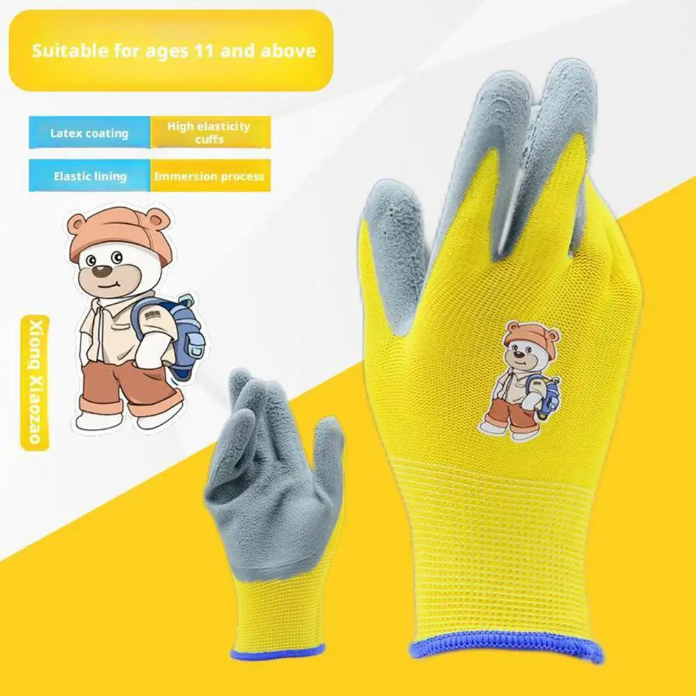Gardening Gloves Kids Durable Waterproof Garden Work Gloves Non-Slip Children Safety Yard Work Gloves Portable Garden Supplies