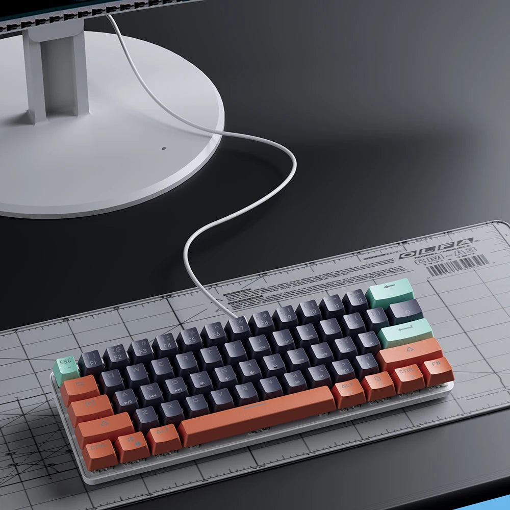 MUCAI 61 key mechanical keyboard mini portable practical red axis wired hot swappable RGB cool effect