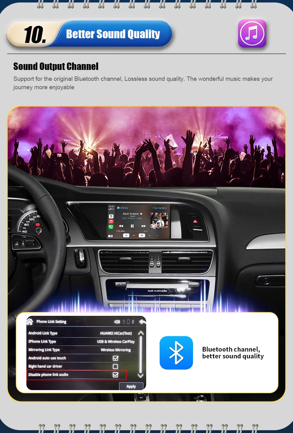 Wireless CarPlay Android Auto MMI Interface for Audi A4 B8 A5 Q5 2008-2016 with AirPlay Mirror Link Functions Reverse Camera