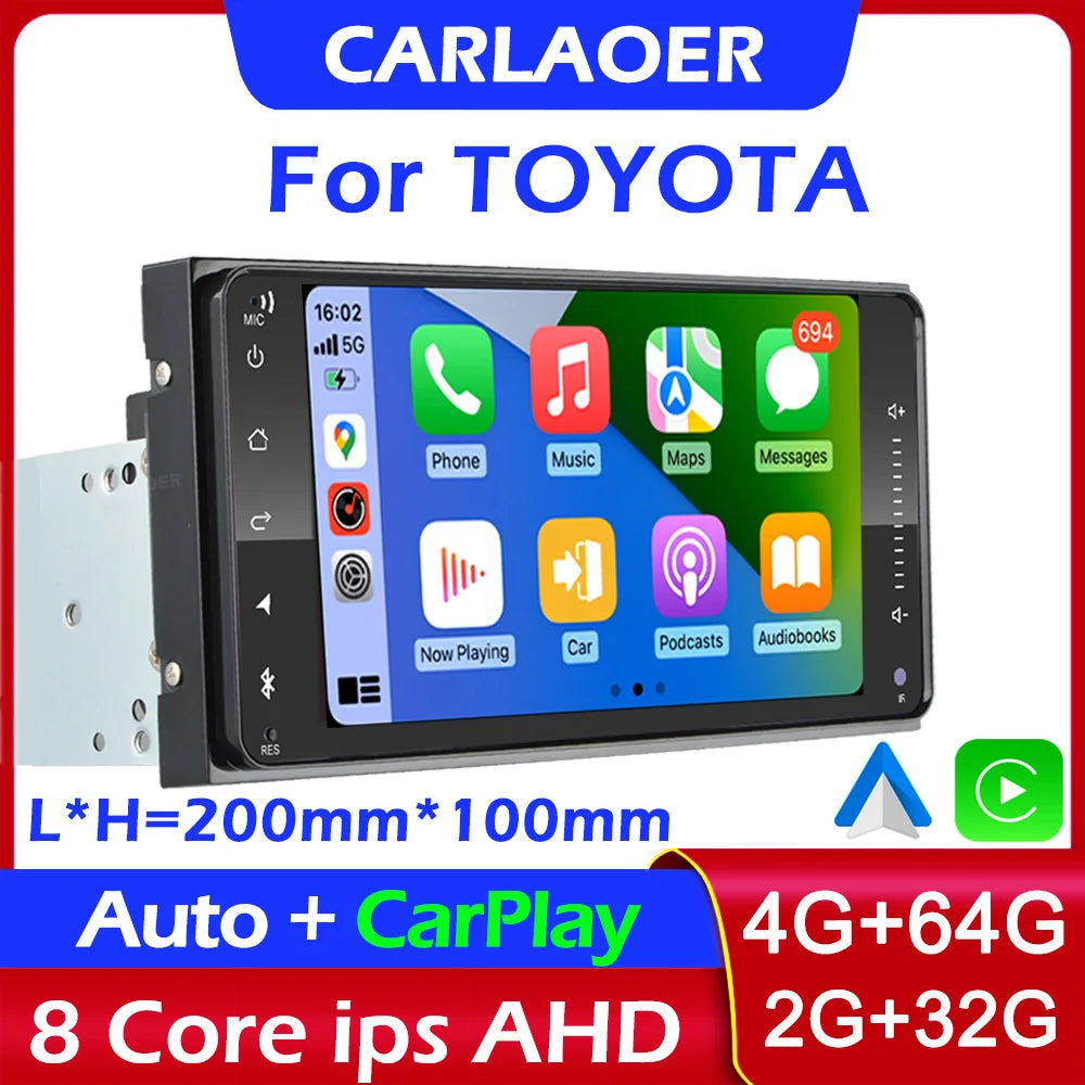 2 din android 10 Universal Car Multimedia Radio Player CarPlay 2Din Stereo For Toyota VIOS CROWN CAMRY HIACE PREVIA COROLLA RAV4