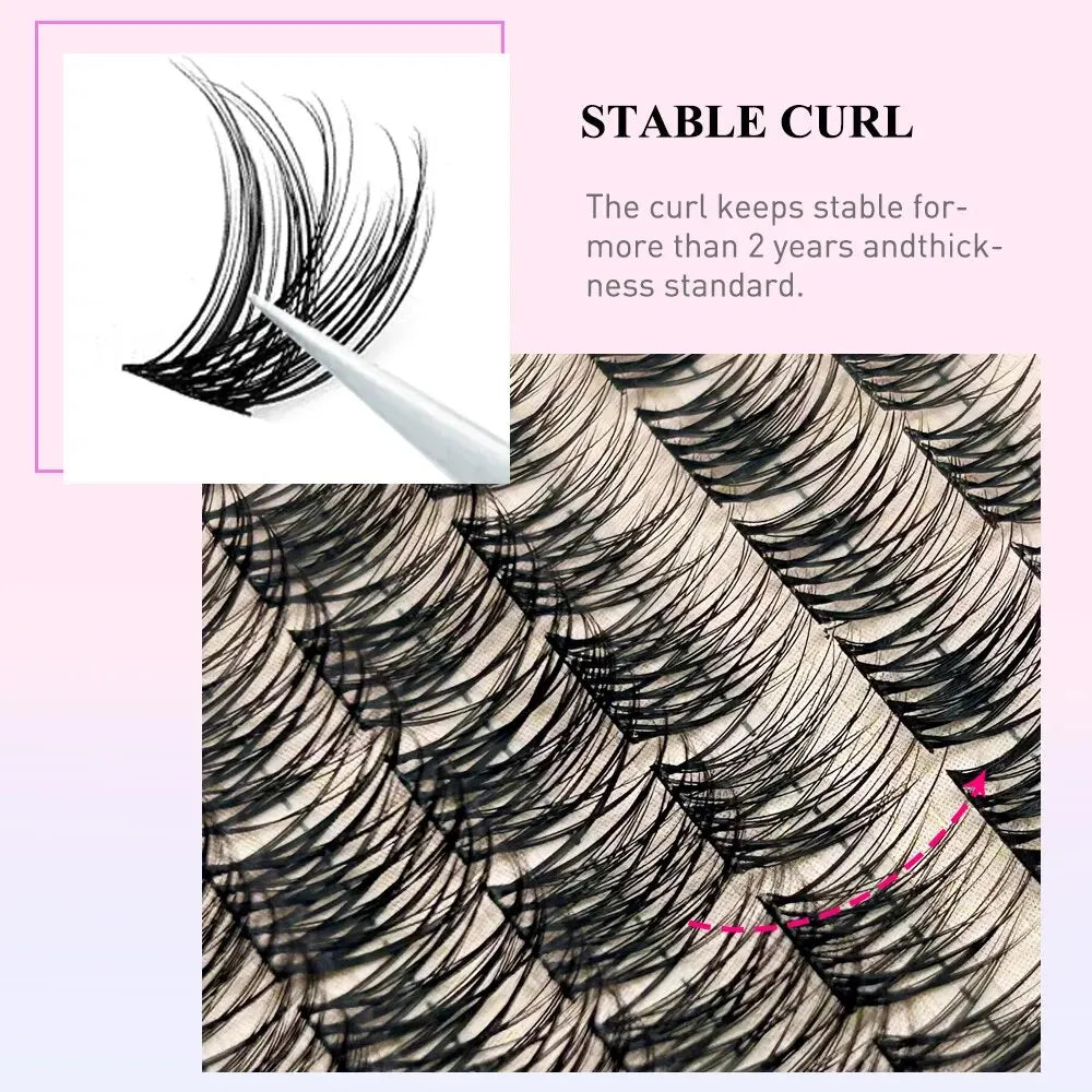 288 Pcs Cluster Lashes C Curl Individual Mega Lash Clusters False Eyelashes Extension Natural Look Reusable Glue Bonded Black Su