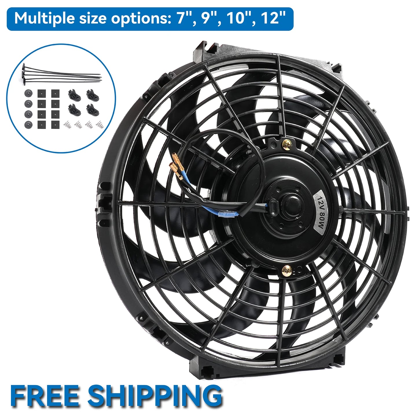 12 Inch Car Engine Cooling Fan Universal Car Slim Push Pull Electric Engine Cooling Fan 12V with Mounting Kit