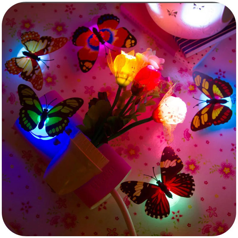 1~10PCS Hot Selling Butterfly Night Lights Creative Colorful Luminous Butterfly Light Pasteable Led Decorative Wall Lamp 1/