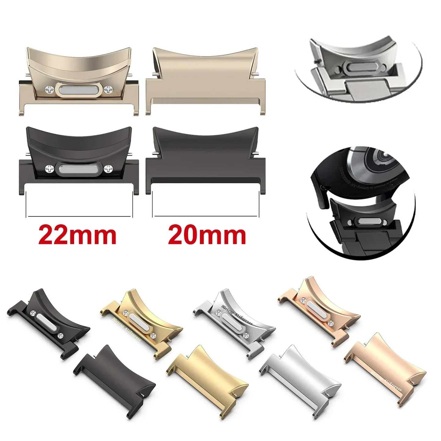 22mm 20mm Quick Fit Connector for Samsung Galaxy Watch 6 5 4 40 44mm Metal Adapter For Galaxy Watch 6 Classic 47mm 43mm 42 46mm