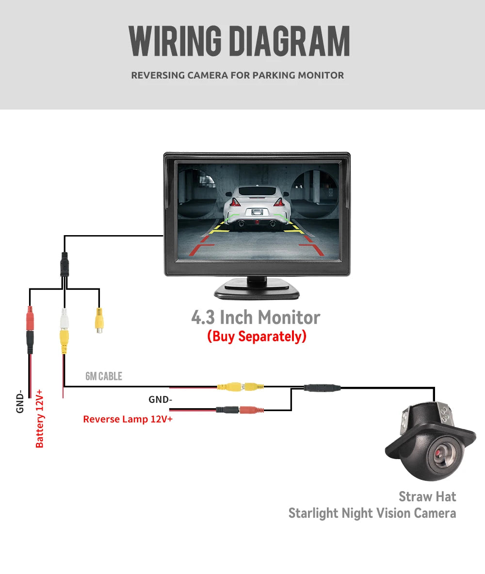 KTYDKP Universal Car Rear View Camera Waterproof Auto Parking Assistance Car Reverse Camera for Parking Monitoring