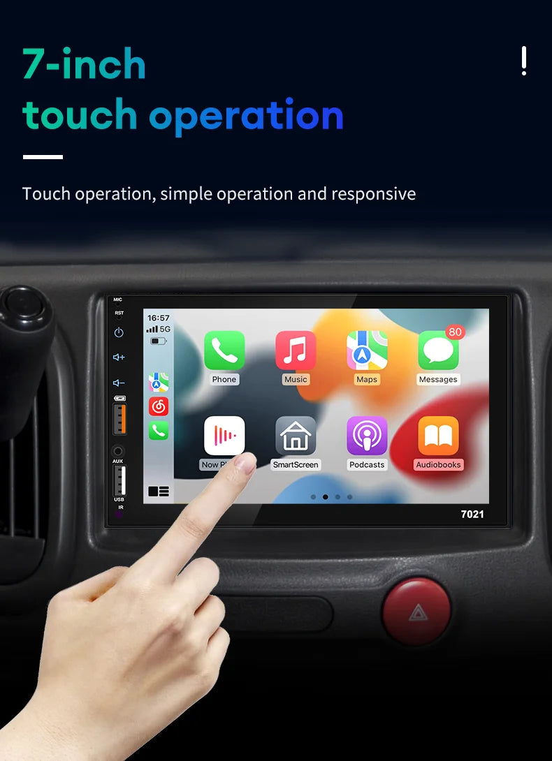 Acodo 7Inch Carplay Android Auto Player Dual USB Capacitive Screen Touch HD Car MP5 Player USB FM Bluetooth TF Card Touch Screen