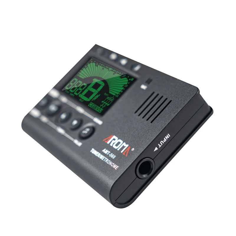Aroma AMT-560 Electric Tuner & Metronome Built-in Mic with Pickup Cable 6.3mm for Guitar Chromatic Bass Violin Ukulele Universal