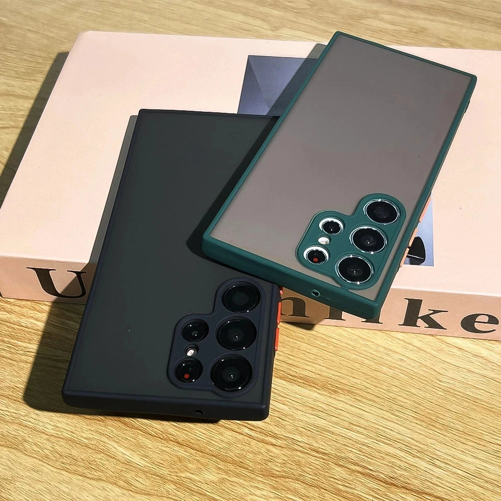 Shockproof Matte Transparent Case For Samsung Galaxy S24  S23 S22 S21 S20 Ultra Plus FE Note 20 10 A52 A71 A53  A34 S25 5G Cover