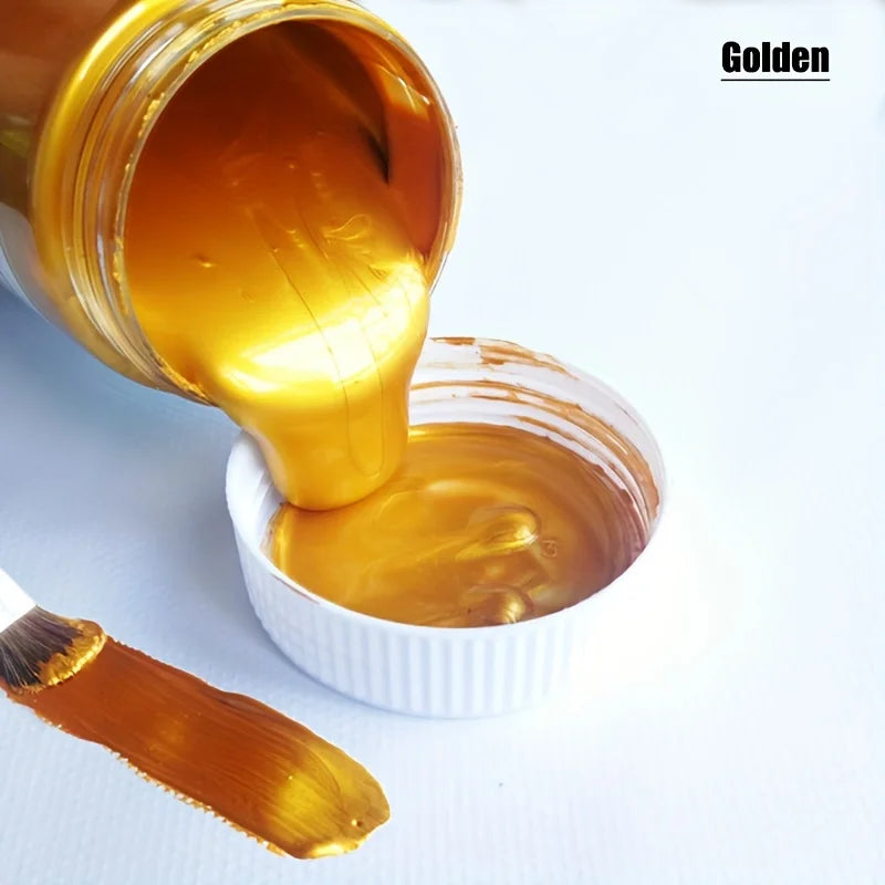 50/100ml Gold Paint Metallic Acrylic Paint,waterproof Not Faded For Statuary Coloring DIY Hand Clothes Painted Graffiti Pigments