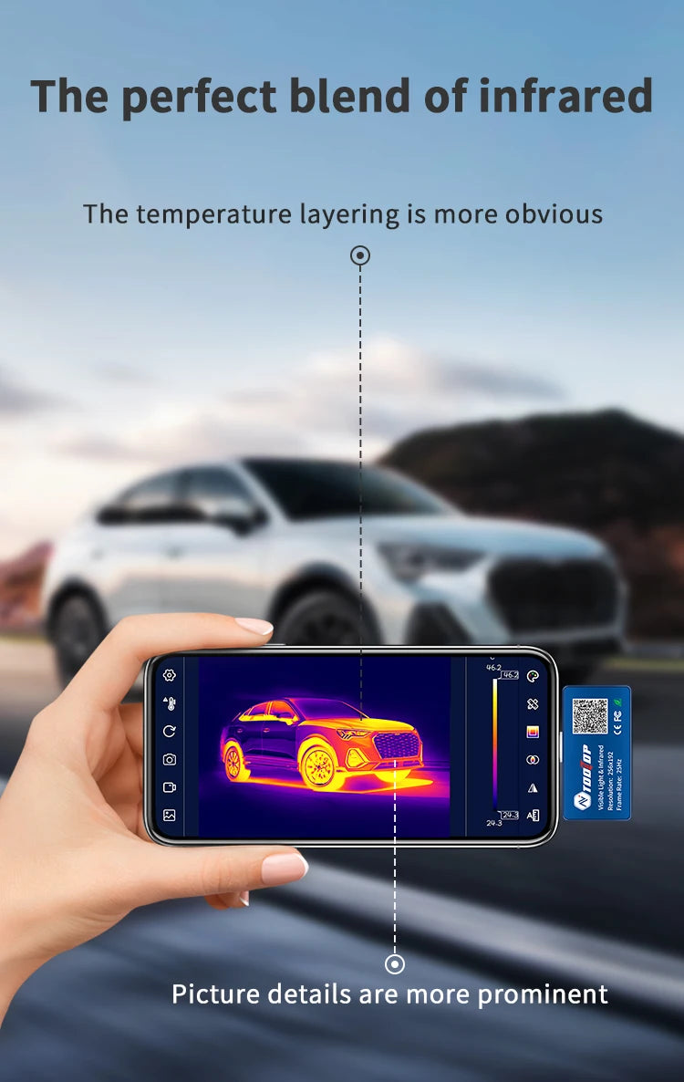 TOOLTOP T7PRO Mobile Phone Infrared Thermal Imager Visible and infrared Fusion 256 x 192 Thermal imaging Camera Thermographic