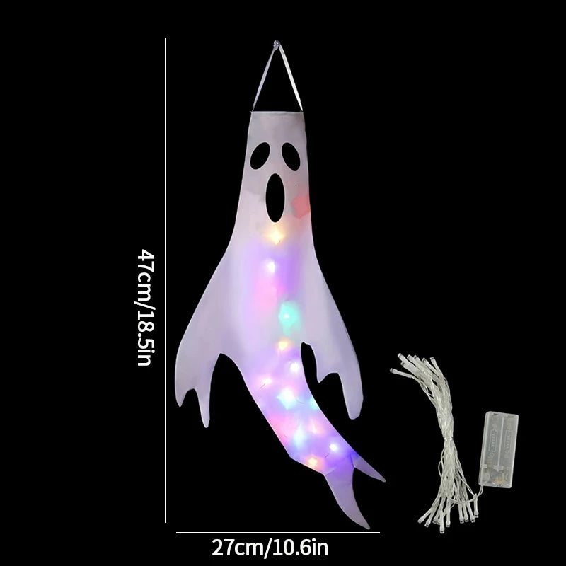 Halloween Ghost Hanging Decorations Glowing Ghost Windsock  Hanging Pendant for Outdoor Horry Hallow Day of The Dead Decoration