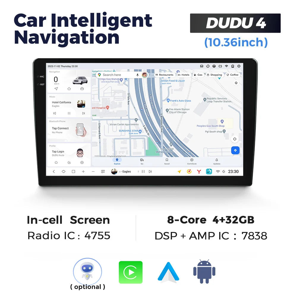 DUDUAUTO 9.5/10.36inch DUDU7 Android 13 Universal Carplay Multimedia Car Radio WIFI DSP TDA7708 12+512G Android-Auto Carplay