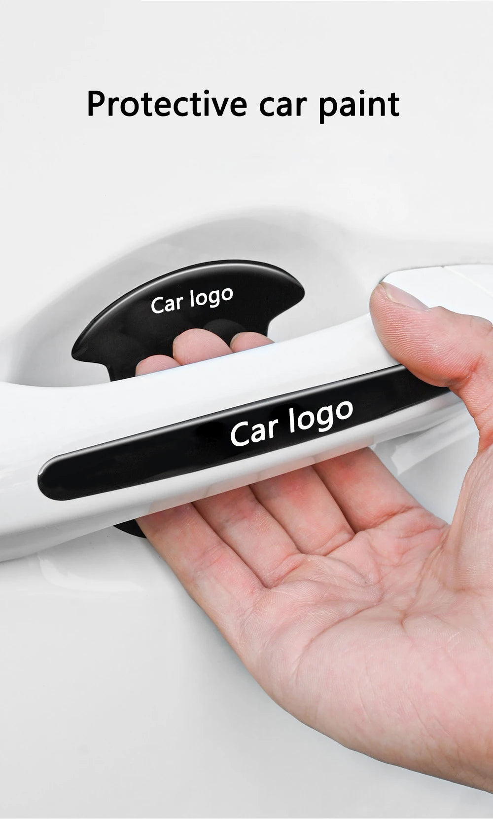 8pcs Car Door Handle Bowl Sticker Anti-collision Protection Strips Decals for Mitsubishi ASX Chaveiro Lancer Outlander Pajero EX