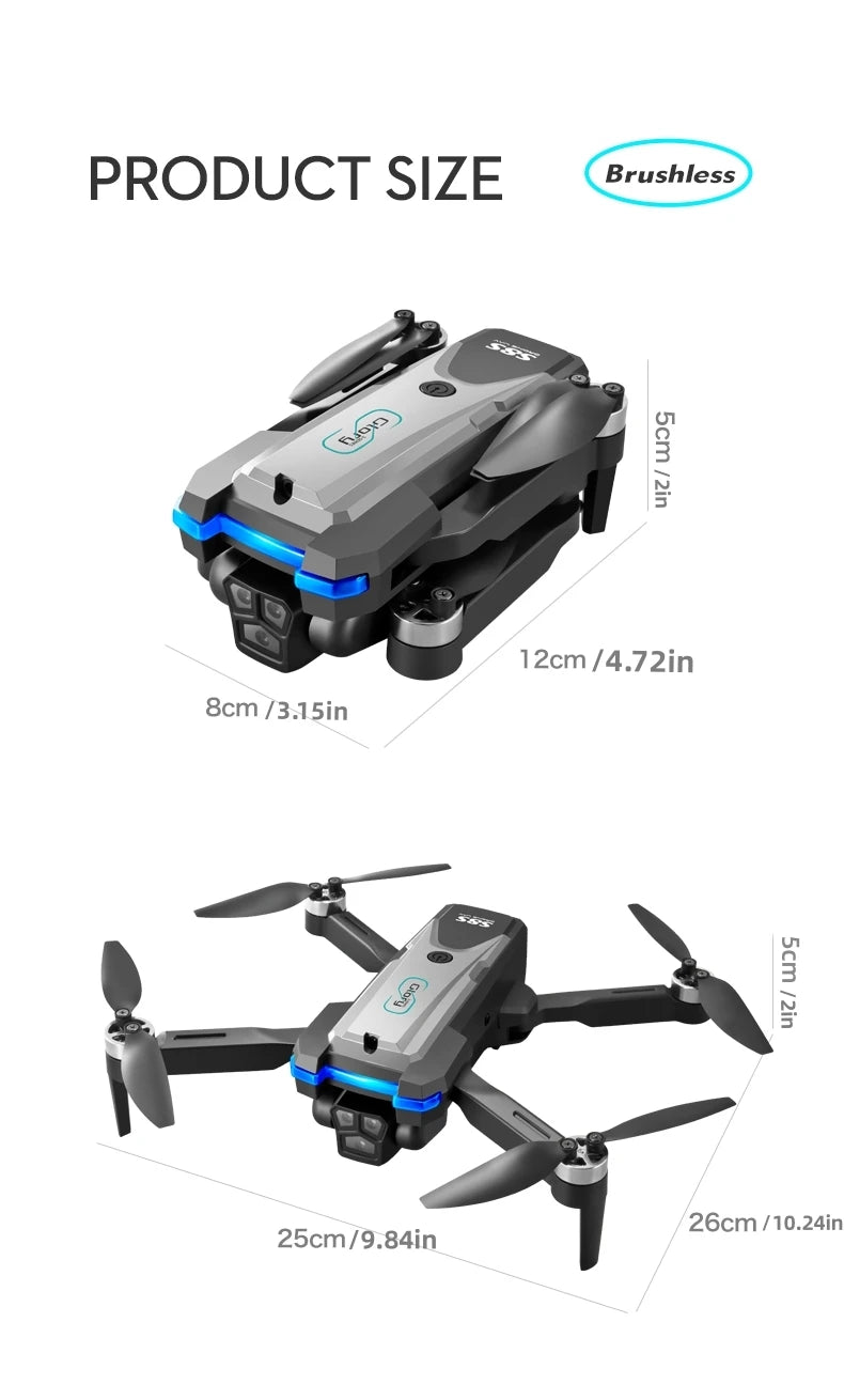 S8S GPS Drone 5G Wifi 8K HD Dual ESC Camera Optical Flow 360° Obstacle Avoidance Brushless Motor RC Foldable Quadcopter 9000M