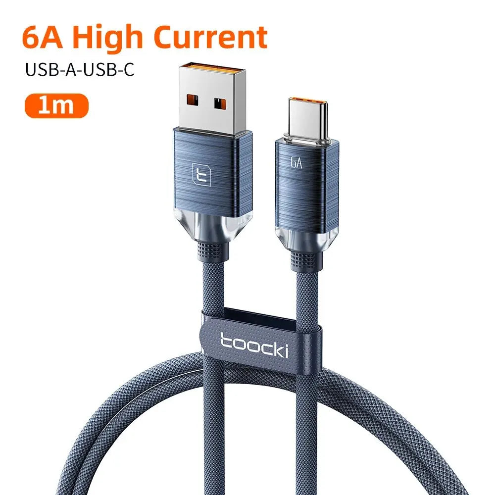 Toocki 6A USB Type C Cable for Huawei Xiaomi Samsung Oneplus POCO SuperCharge 66W/100W Fast Charging Type C Cable Data Wire