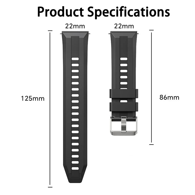 Official 22mm Strap For HUAWEI WATCH GT 6 5 4 46mm/Watch 4 5 Pro/WATCH GT 6 5 3 2 Pro 46 mm Composite Silicone Band Bracelet