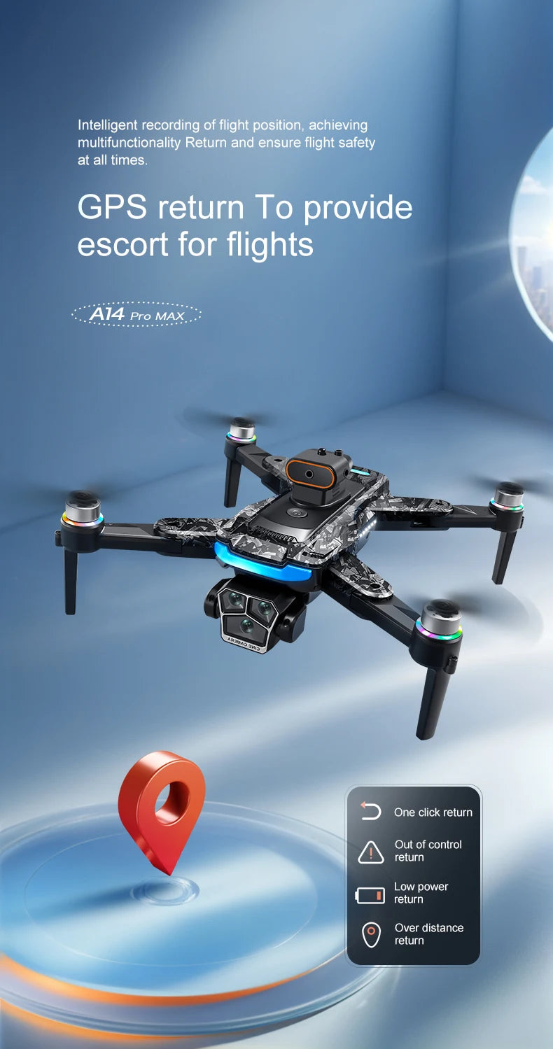 A14 PRO MAX Drone 8K Professional Camera Four-Axis Aerial Photography with Screen Remote Control 5000M 5G WIFI GPS FPV RC Dron