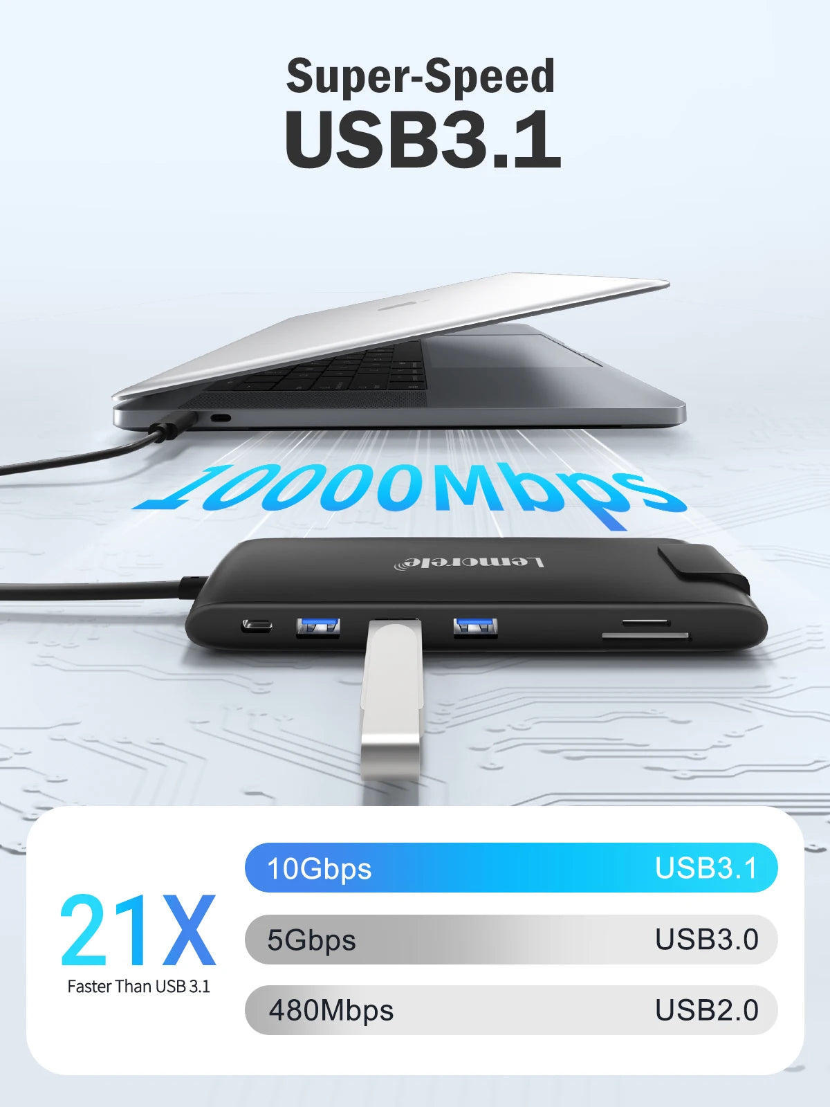 Lemorele 4K USB Hub USB C to Dual HDMI VGA Gigabit Docking Station USB 3.0 VGA Adapter SD Card Readers  for Windows MacBook Air