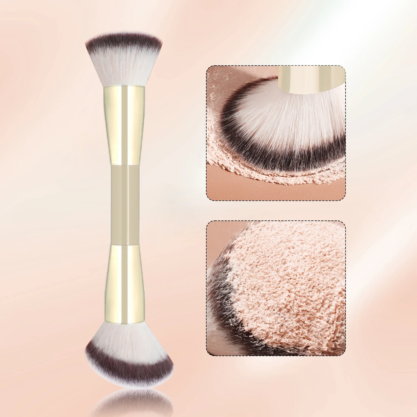 1pc Professional Makeup Brush Includes Dual-Ended Face Brushes Angled Brush Short Handle Foundation Brush