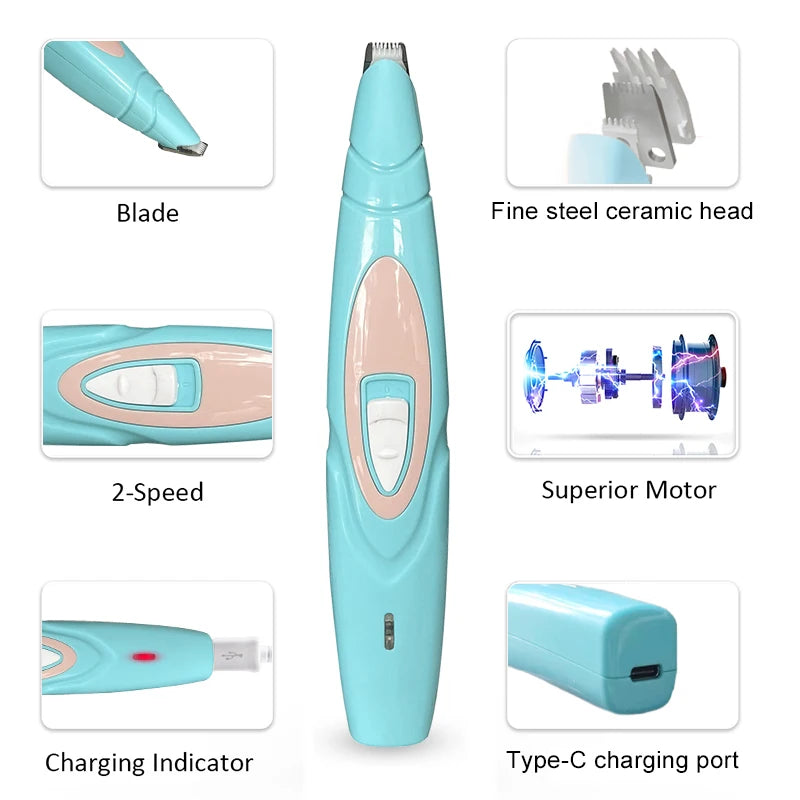 Electric Dog Clippers Professional Pet Foot Hair Trimmer Dog Grooming Hairdresser Dog Shear Butt Ear Eyes Hair Cutter Pedicure