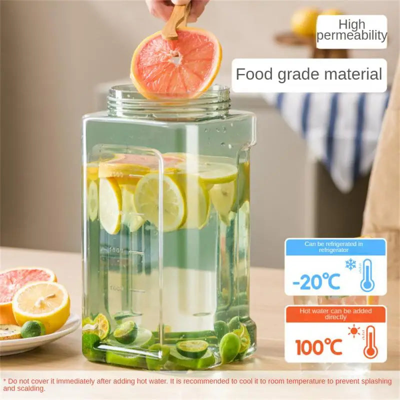 2-3.5L Cold Water Kettle In Fridge Cold Bubble Bottle Kettle Fruit Tea Bucket Large Capacity Beverage Bucket Summer Cold Drinks