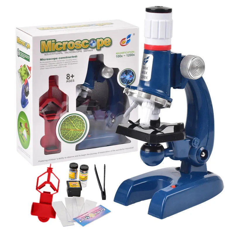 Science Kits For Kids Beginner Microscope With LED 100X 400X 1200X Home School Science Educational Toy Birthday Gift
