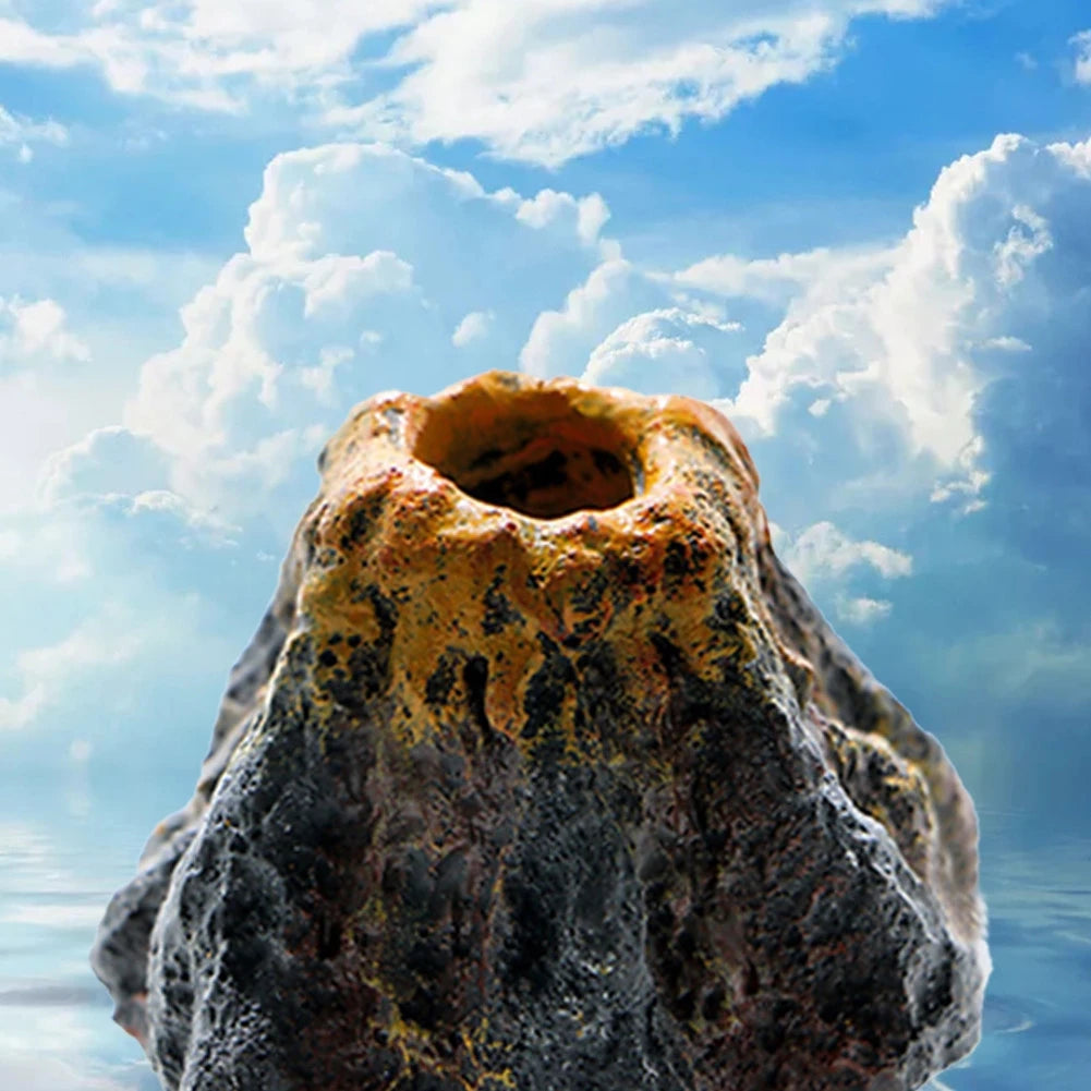 1PC Aquarium Fish Tank Decor Volcano Shape Air Bubble Stone Oxygen Pump Decoration Hiding Fish Cave Resin Ornaments