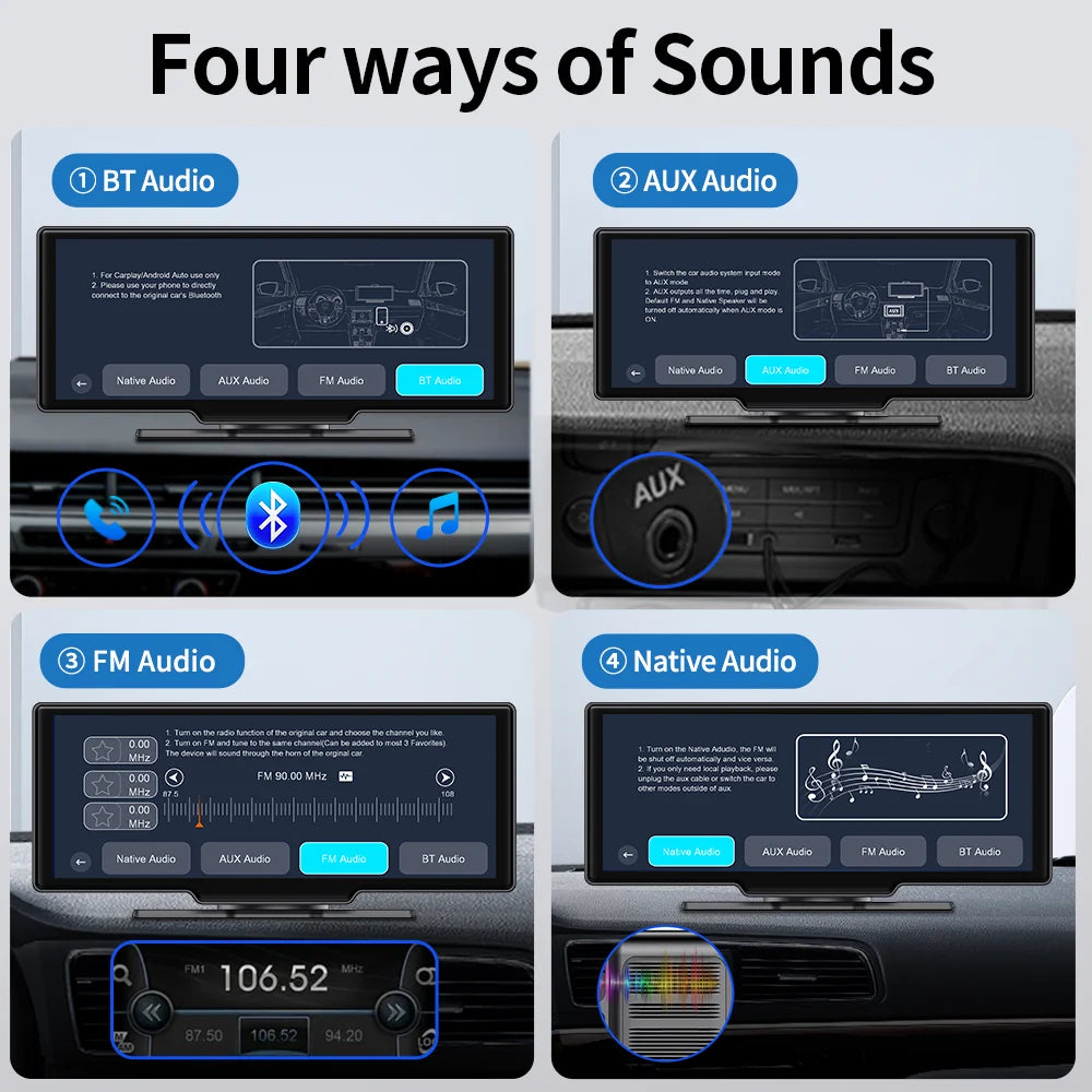 Imagebon 10.26 Inch 4K ADAS Car Mirror Video Recorder Wireless CarPlay & Android Auto Dash Camera GPS Navigation Night Vision