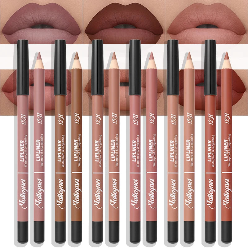 6 Color Velvet Matte Lip Liner Set - Long-Lasting Versatile Shades Longlasting Lip Makeup Berry, Brown, Pink Lip Pencil