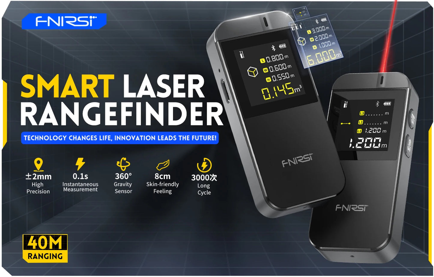 FNIRSI IR40 Laser Rangefinder 40M Laser Tape Measure Accurate Distance Meter Construction Roulette Connect To APP To Draw