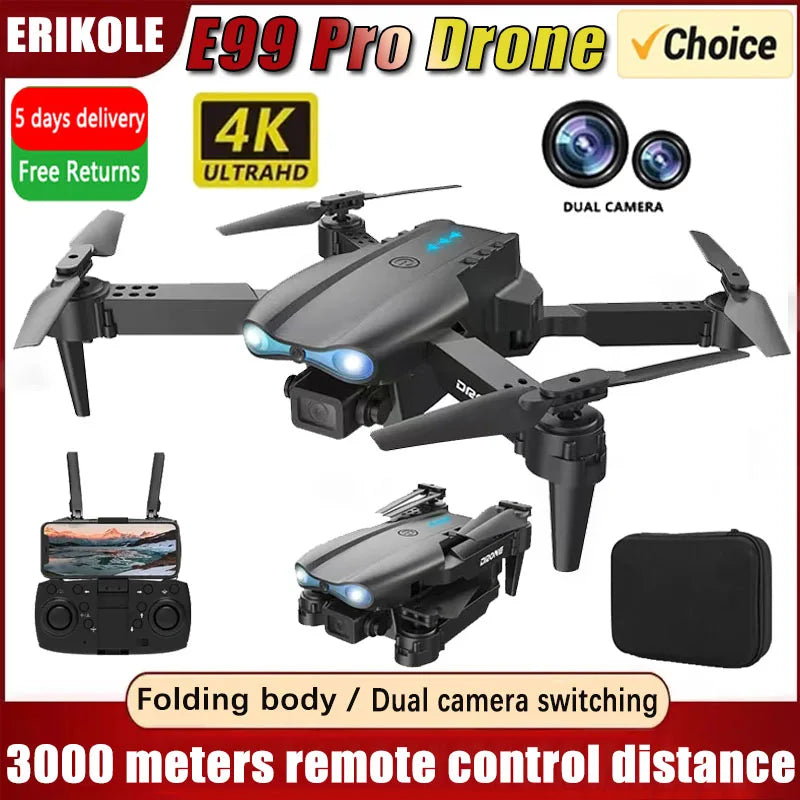 New E99Pro RC Drone 4K Professinal With Wide Angle Dual HD Camera Foldable RC Helicopter 5G WIFI FPV Height Hold Apron Sell