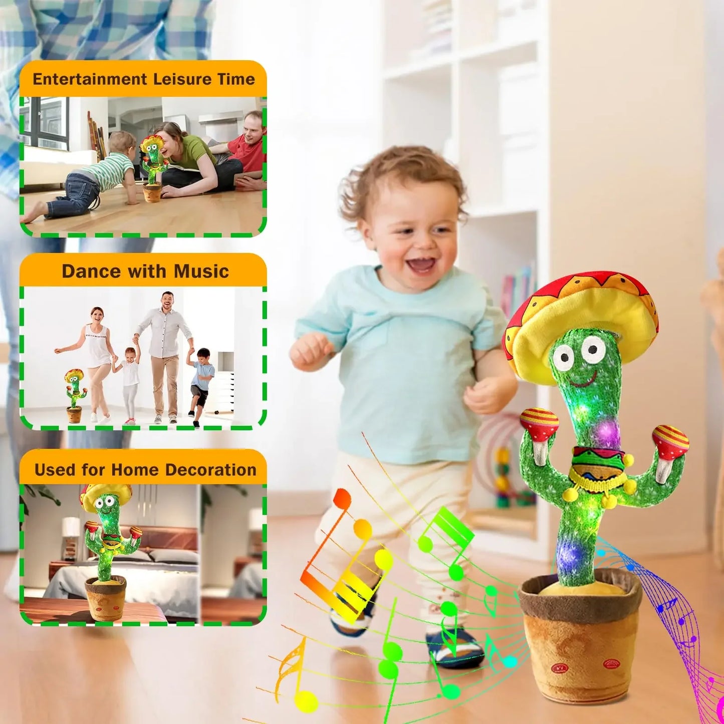 Dancing Cactus Talking Cactus Baby Toys for 0-6 Months 6-12months 1 Year Old Recording Repeats What You say Baby boy Girl Gifts