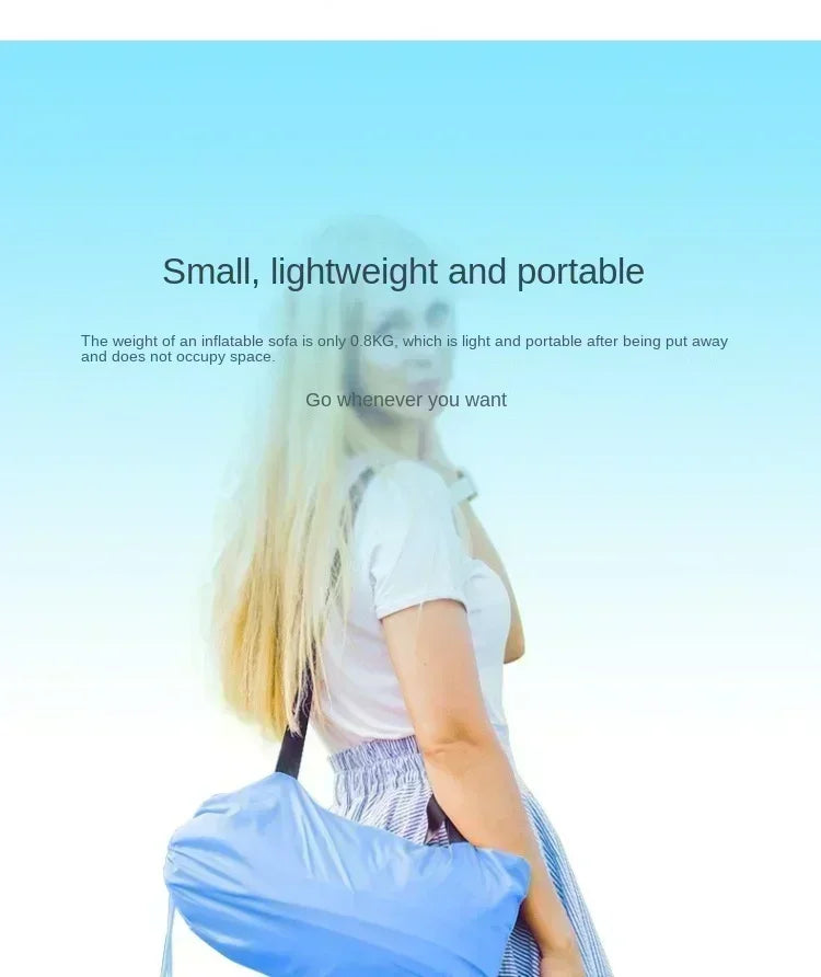 Lazy Inflatable Sofa Home Living Room Recliner Foldable Sleeping Bag Beach Camping Air Bed Outdoor Backyard Lunch Break Mattress