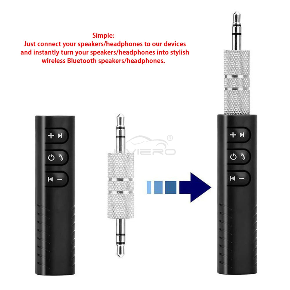 1X Wireless Bluetooth 5.0 Receiver Transmitter Adapter 3.5mm Jack Car Music Audio Aux A2dp Headphone Reciever Handsfree 5V Black