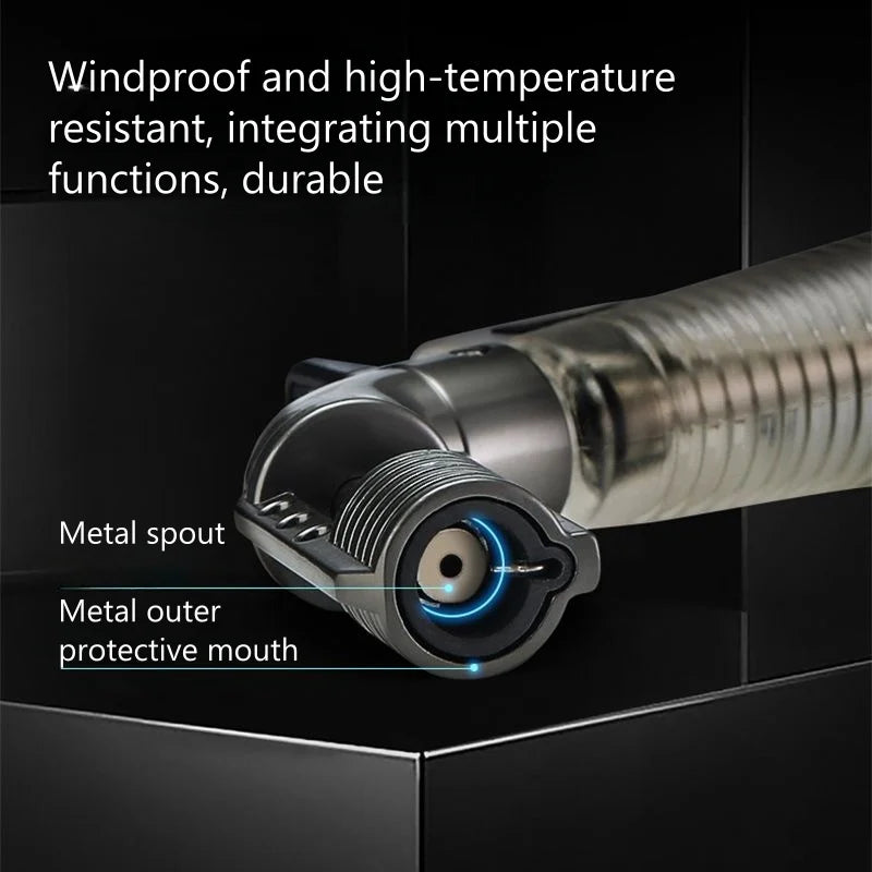 Metal Gun Tip Lighters Transparent Body Visible Gas Inflatable Lighter Portable Elbow Gun Lighter Ignition Gadgets