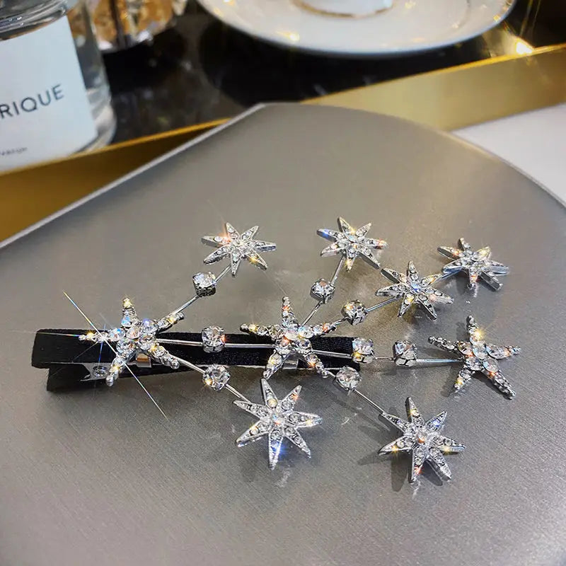 New Women Luxury Elegant Shining Full Stars Silver Gold Hair Clips Sweet Hair Ornament Headband Hairpin Fashion Hair Accessories