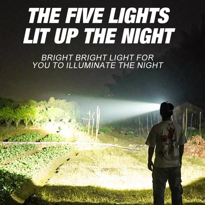 LED five hole work light with four lighting modes supporting USB charging and equipped with a charging indicator light