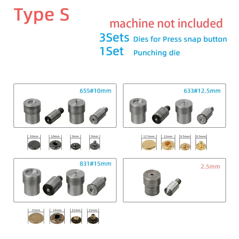 Hand Press Machine Tool for Metal Press Snap Buttons Rivets Installation Dies Tools Eyelets Grommets Leather Crafts Accessories
