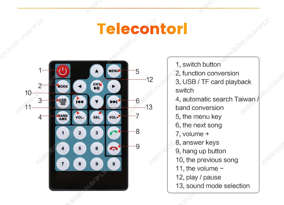 7 inch HD Touch Screen Universal Car Radio MP5 Multimedia Video Player Support BT SWC TF Camera FM radio MirrorLink carplay