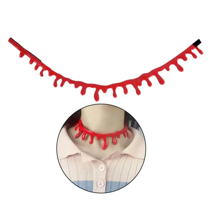 10/Halloween Decoration Horror Blood Drip Necklace Fake Blood Vampire Fancy Joker Choker Costume Necklaces Party Tools