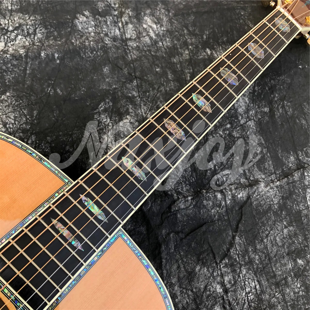 Solid Cedar Acoustic Guitar 40 Inches OM Type 45 Model Rosewood Body Abalone Inlays Ebony Fingerboard Guitarra